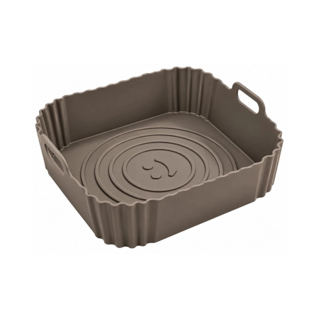 Wkład silikonowy do airfryer forma do frytkownicy beztłuszczowej 19x19x5,5 cm S38 czarny i szarobrązowy